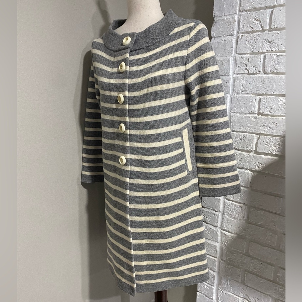Women’s J. Crew Striped Gray and Cream Coat